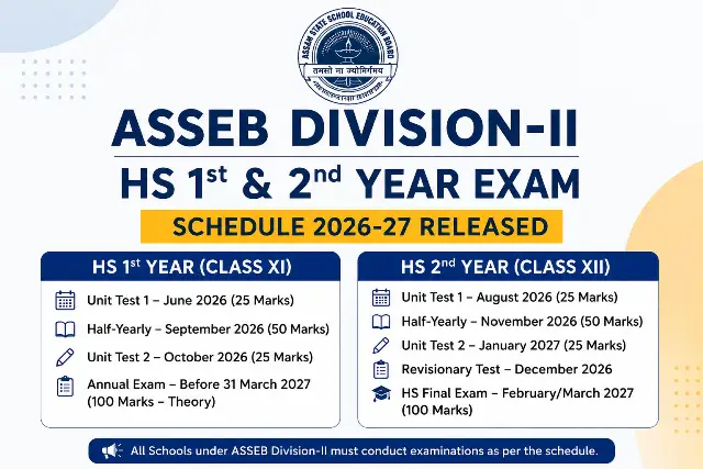 Assam HS 1st & 2nd Year Exam Routine 2026-27 Released: Check Complete ...